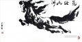 El caballo volador en tinta china en blanco y negro.